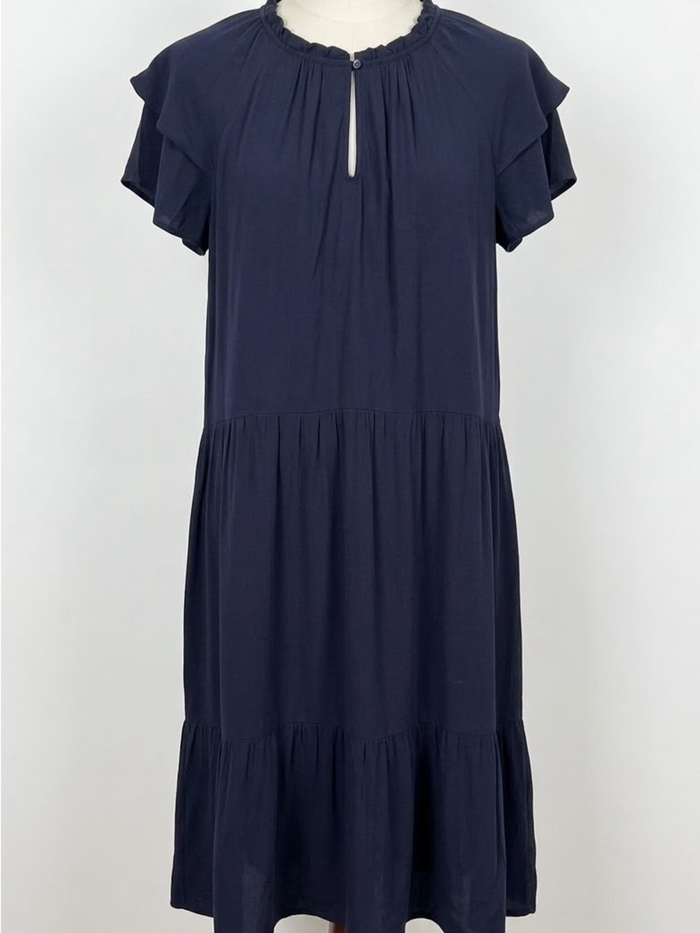 Old Navy Navy Ruffle Sleeve Tiered Midi Dress